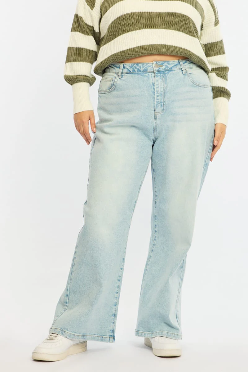 Denim Wide Leg Denim High Rise Stretch - Image 3