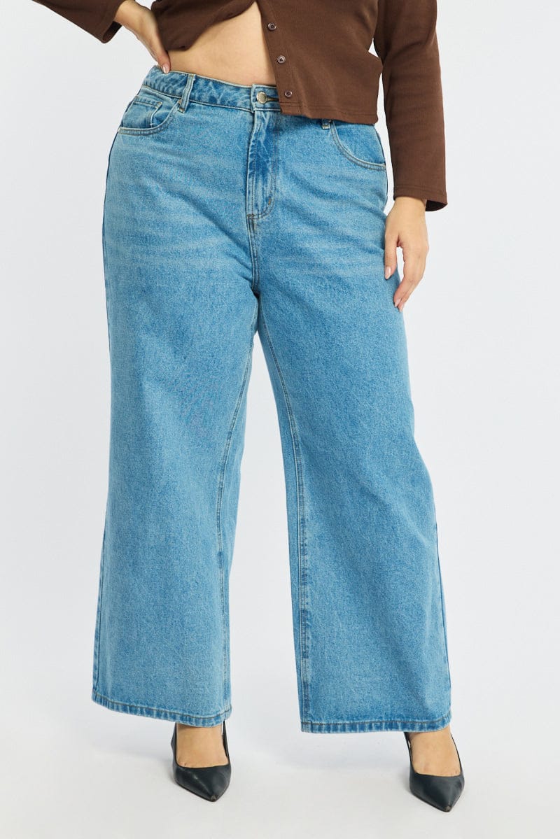 Denim Wide Leg Jean High Rise - Image 3