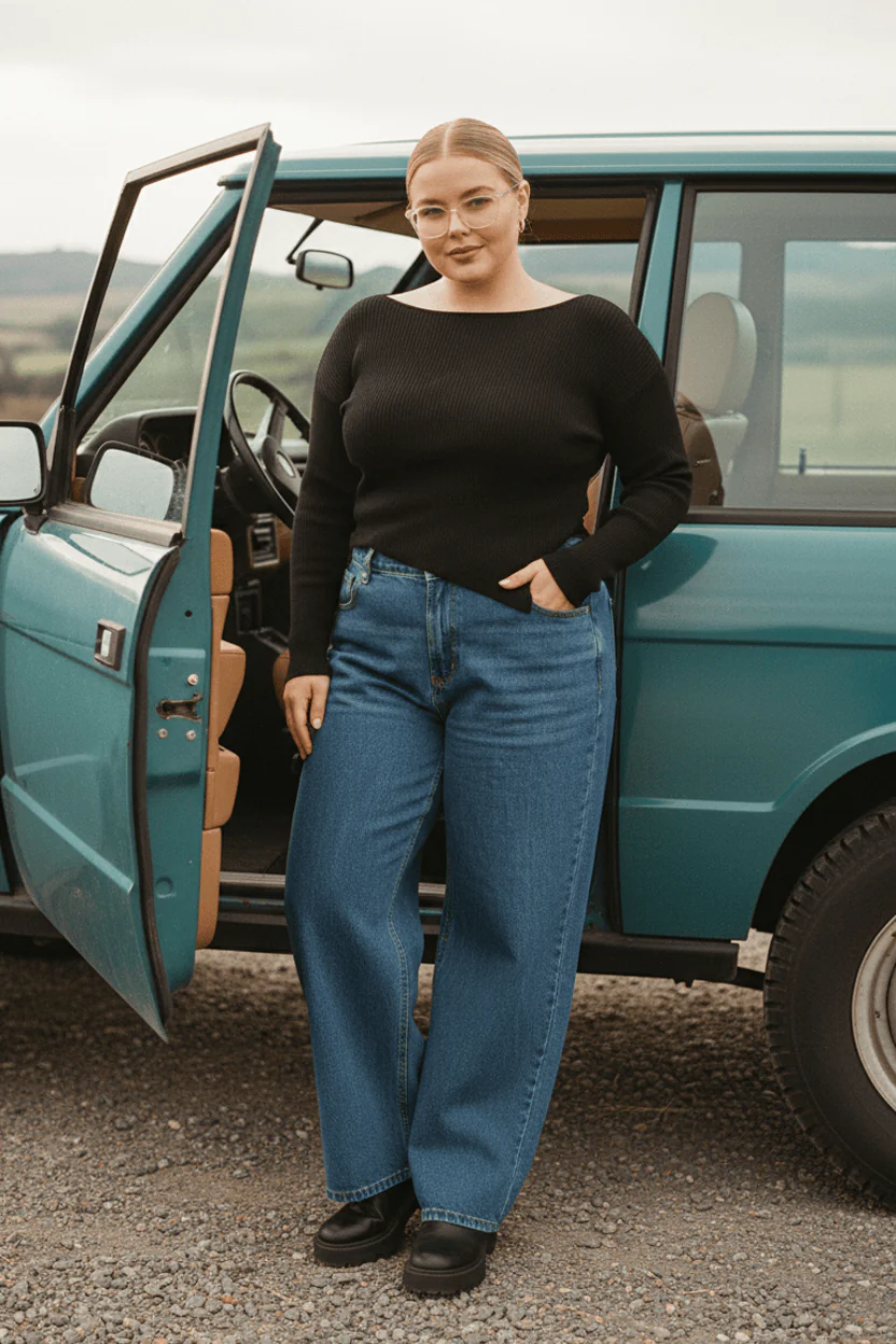 Denim Wide Leg Jean High Rise