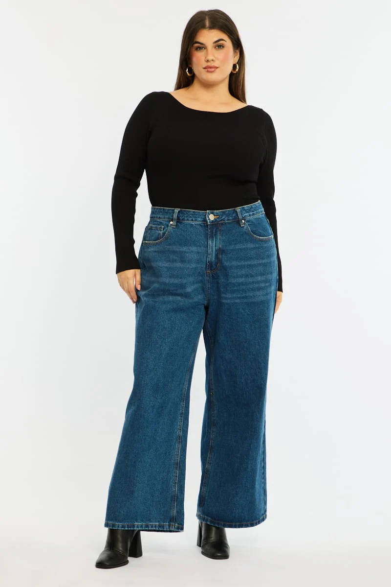 Denim Wide Leg Jean High Rise - Image 2