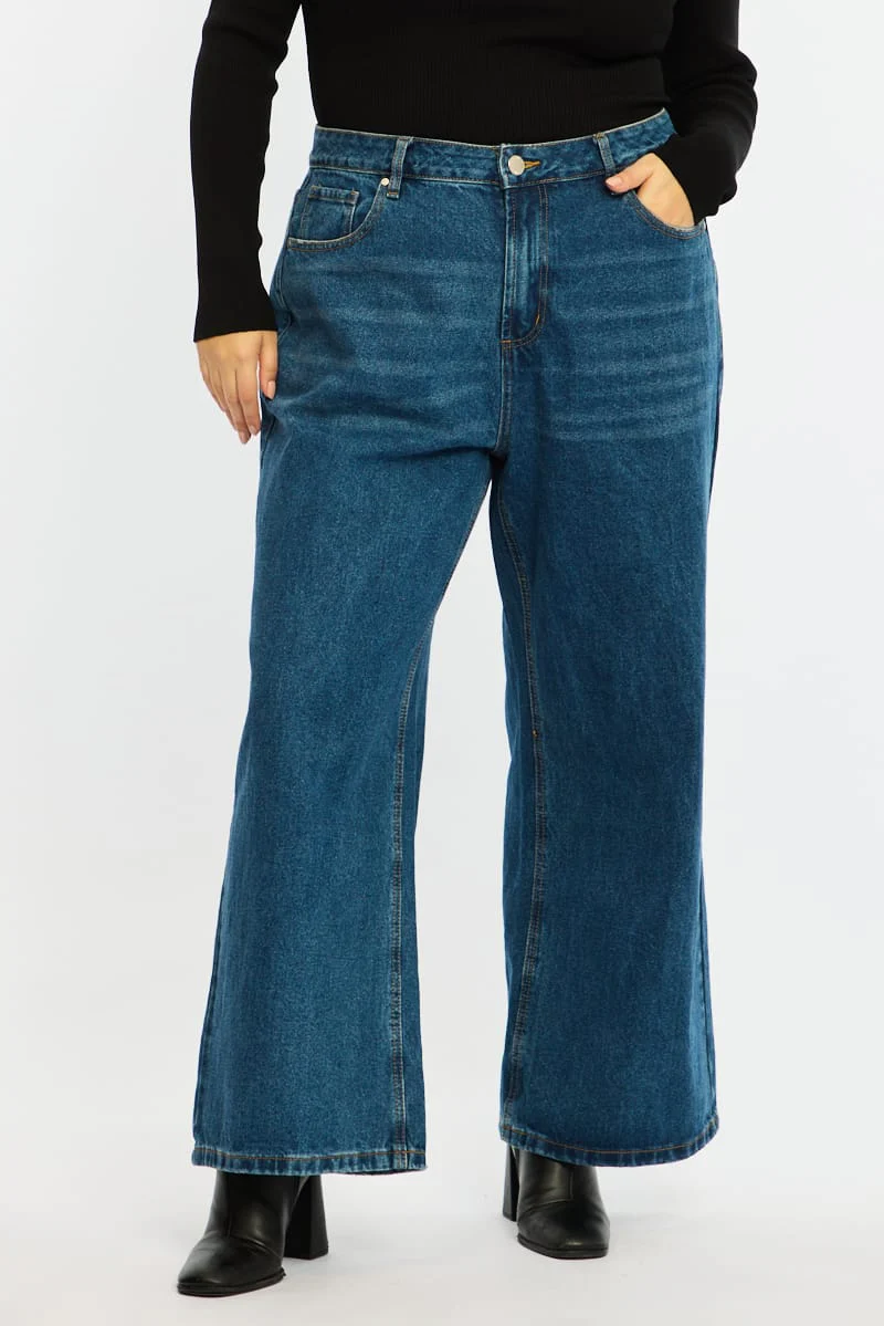 Denim Wide Leg Jean High Rise - Image 3