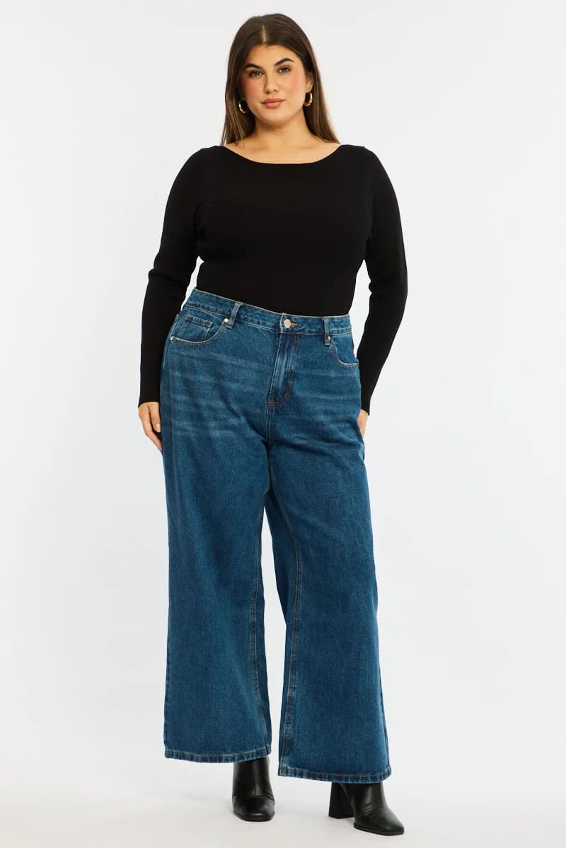 Denim Wide Leg Jean High Rise - Image 4