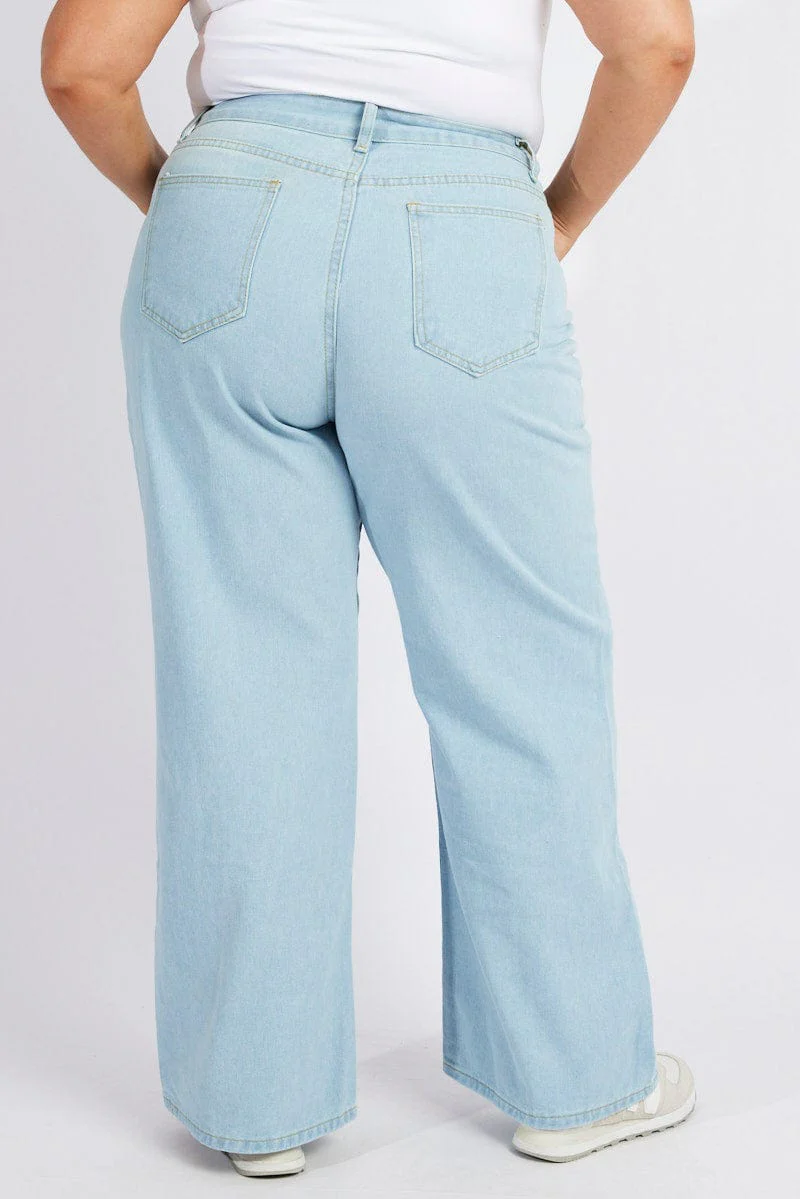 Denim Wide Leg Jeans High Rise - Image 5