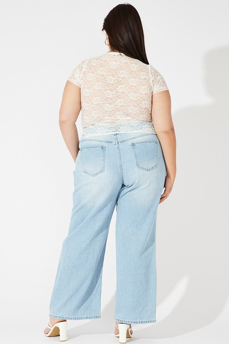 Denim Wide Leg Jeans High Rise - Image 4
