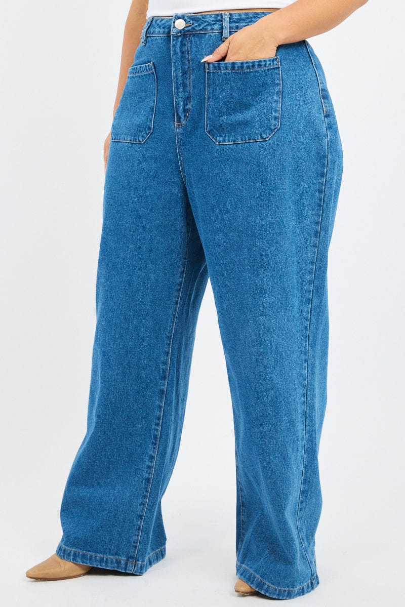 Denim Wide Leg Jeans High Rise - Image 3