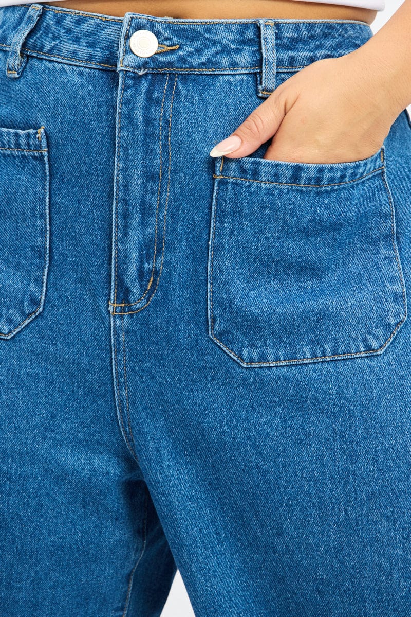 Denim Wide Leg Jeans High Rise - Image 5