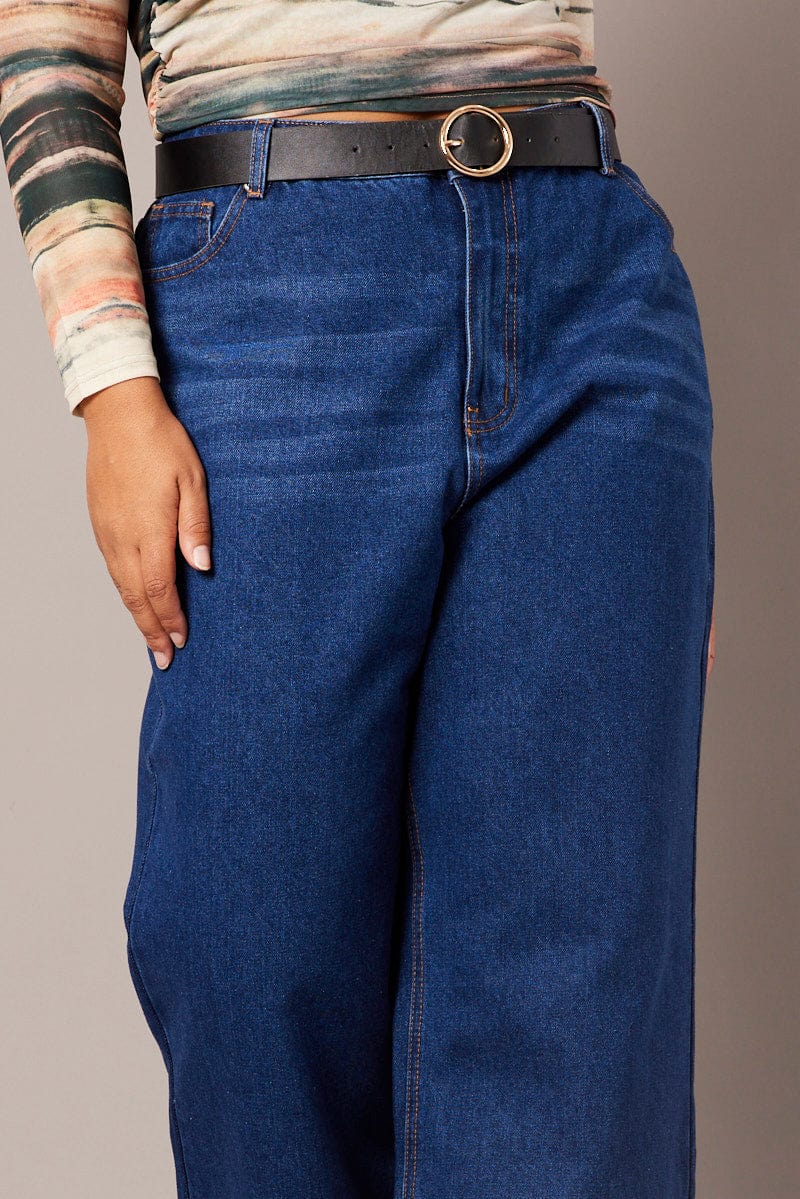 Denim Wide Leg Jeans Mid Rise - Image 3