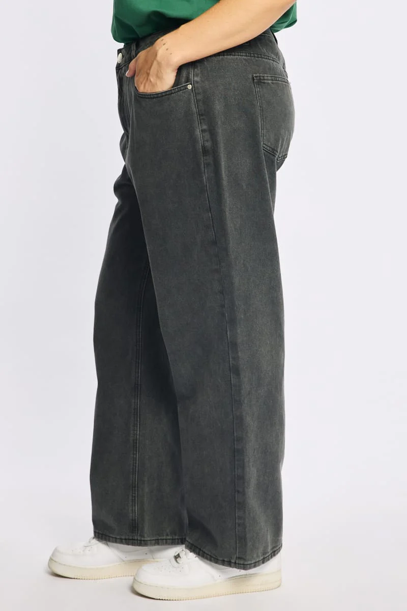Denim Wide Leg Jeans Mid Rise - Image 4