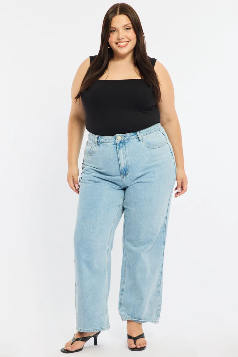 Denim Wide Leg Jeans Mid Rise - Image 2