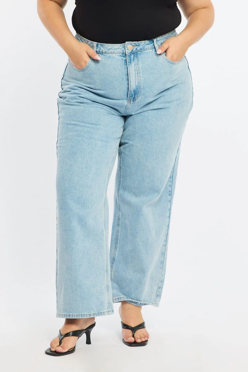 Denim Wide Leg Jeans Mid Rise - Image 3