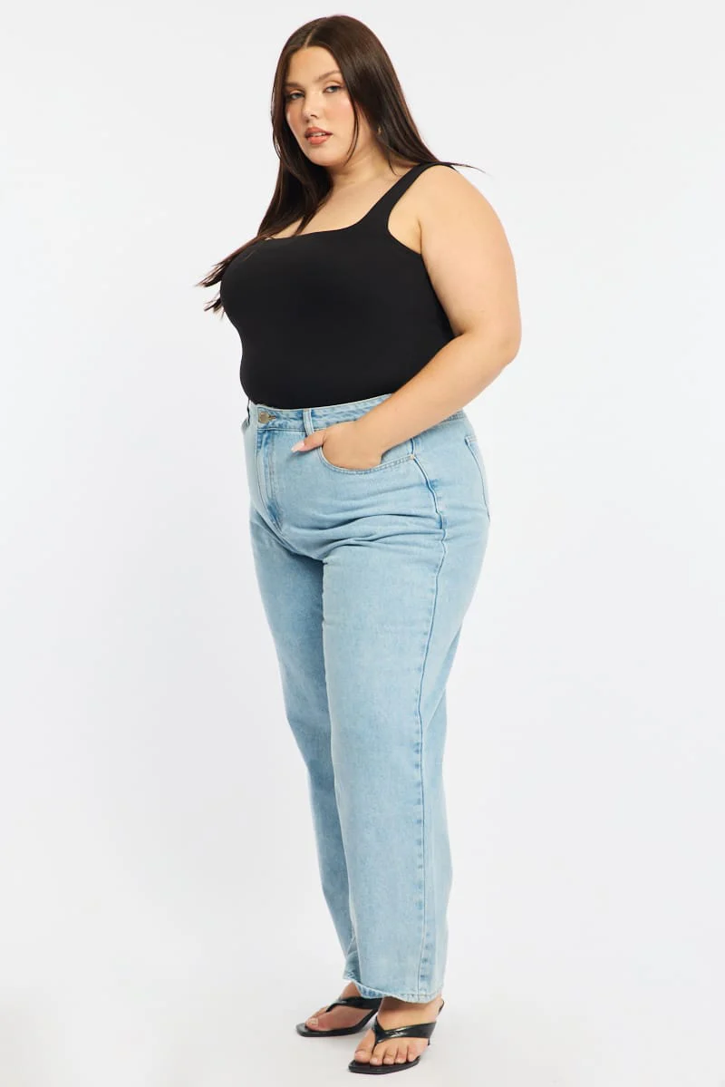 Denim Wide Leg Jeans Mid Rise - Image 5