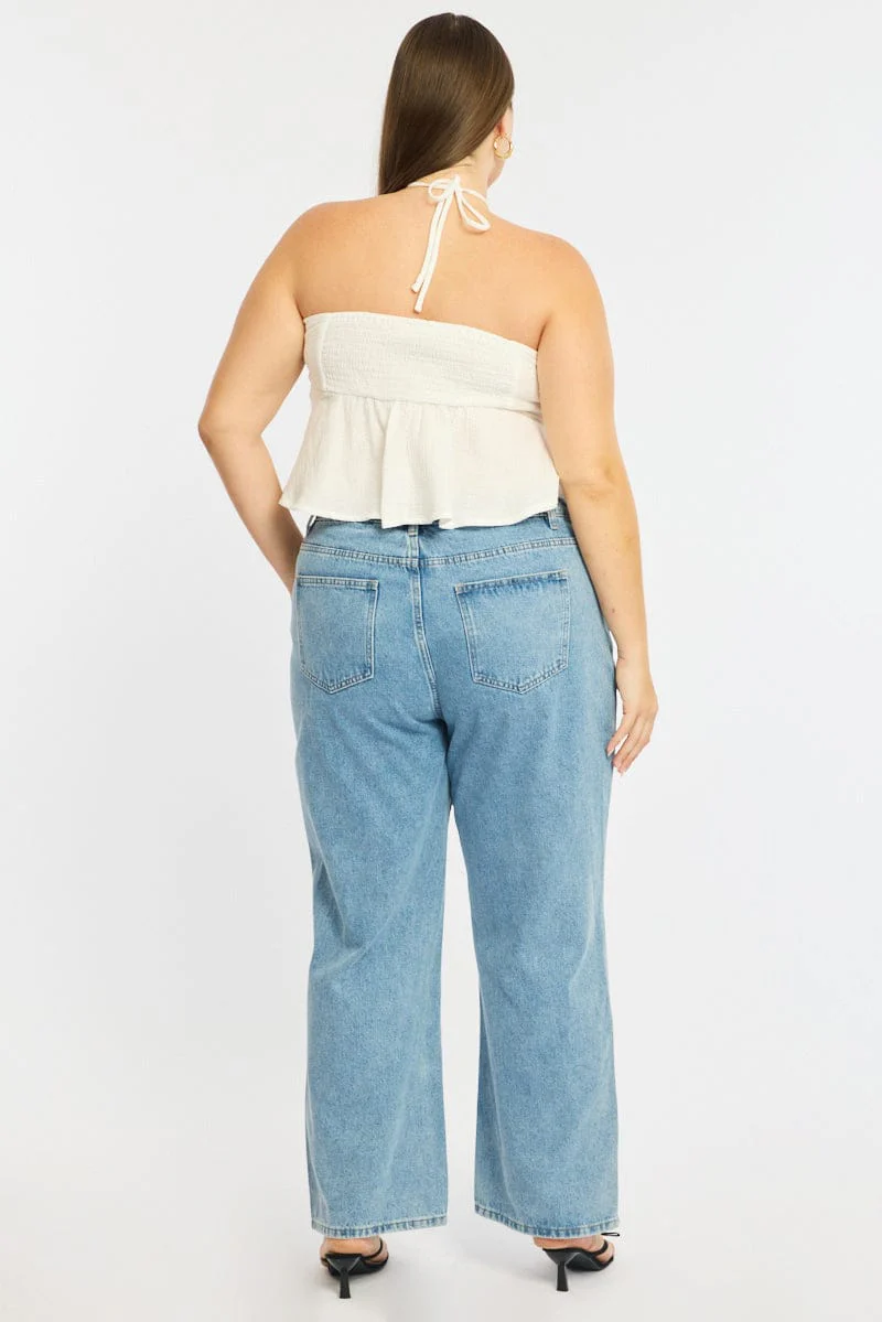 Denim Wide Leg Jeans Mid Rise - Image 5