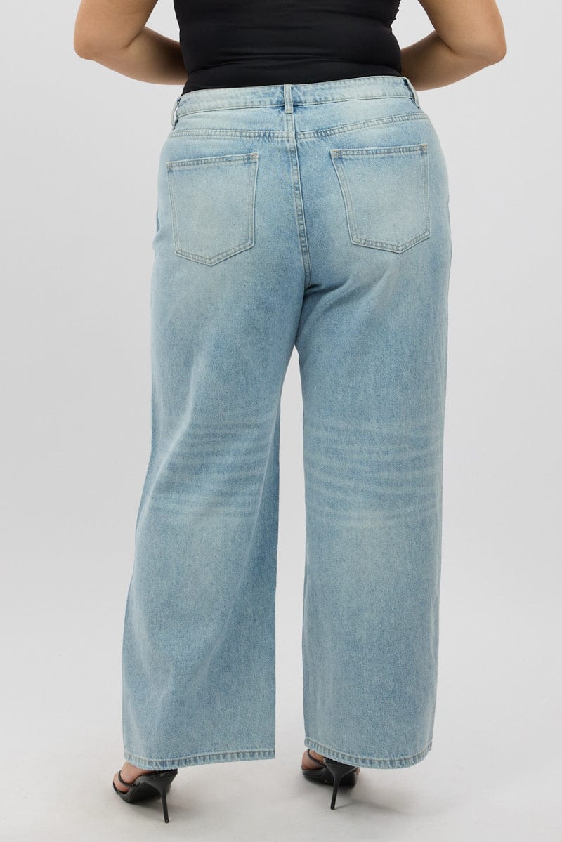 Denim Wide Leg Jeans Mid Rise - Image 5