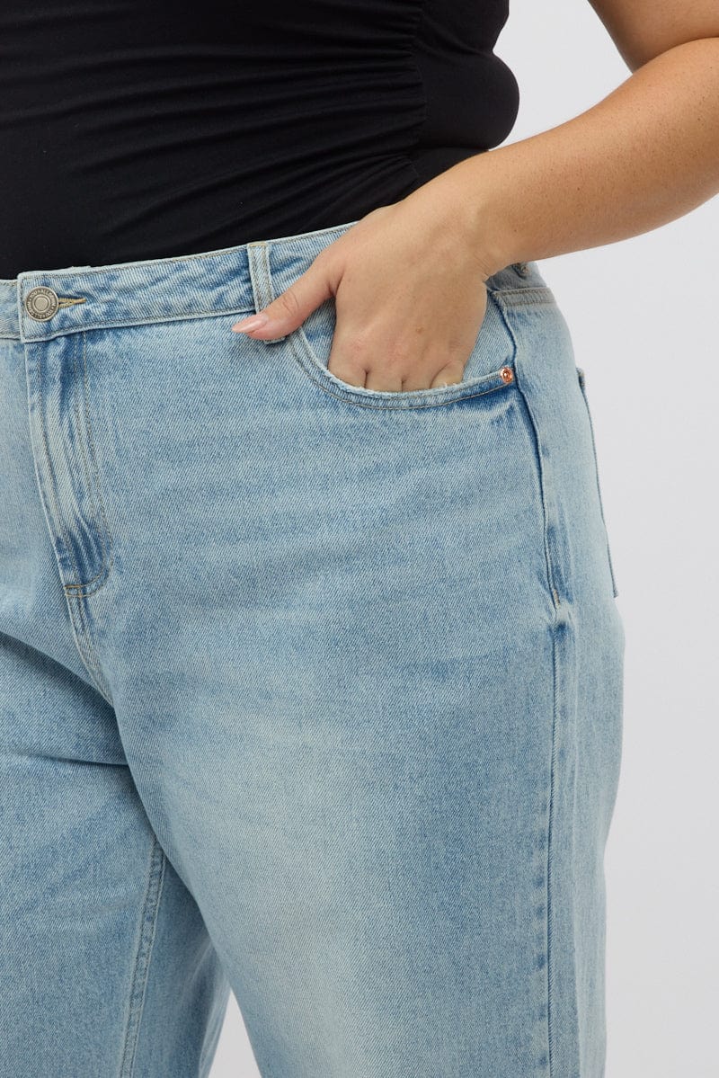 Denim Wide Leg Jeans Mid Rise - Image 6
