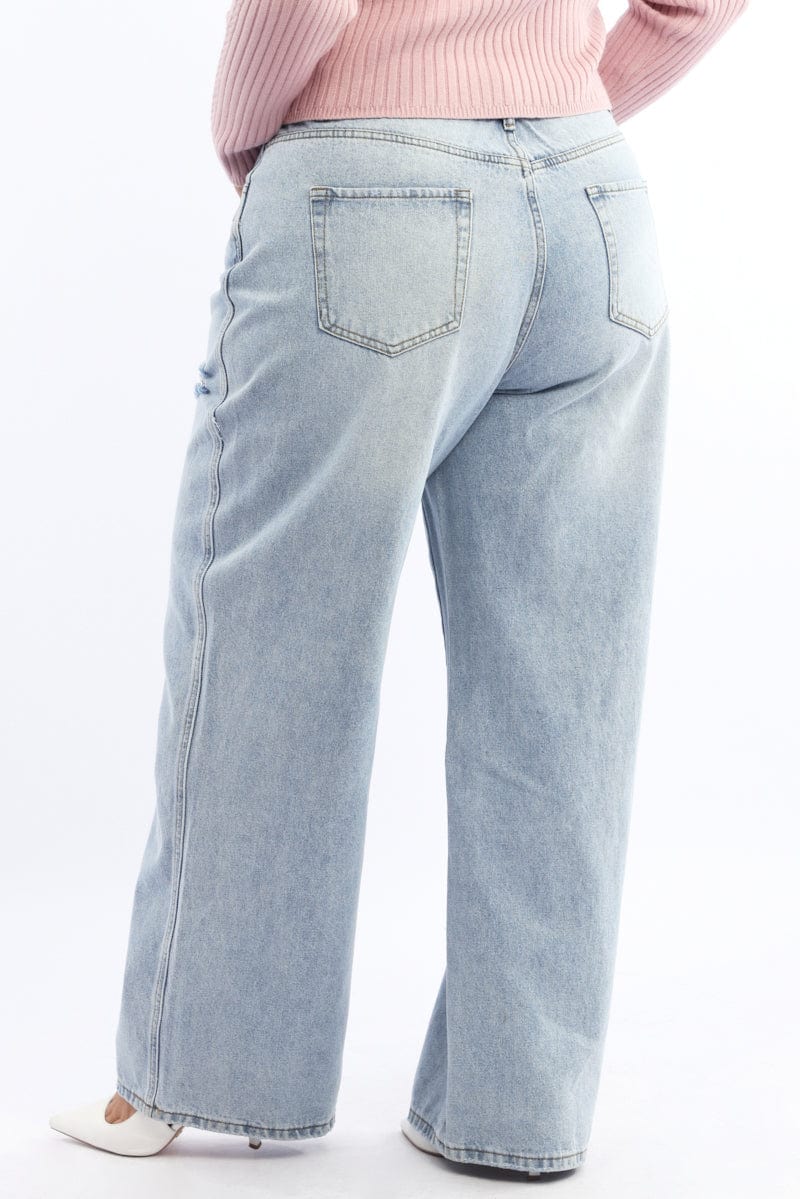 Denim Wide Leg Jeans Mid Rise - Image 4