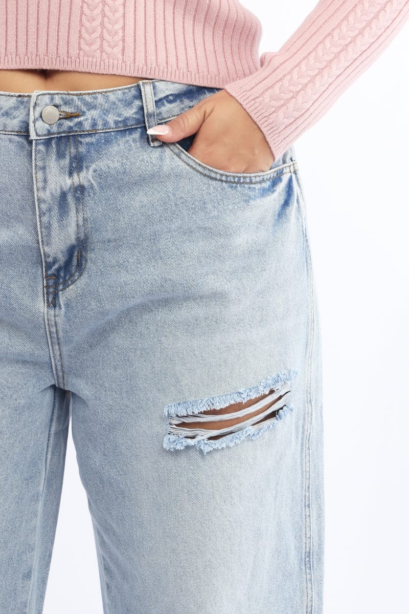 Denim Wide Leg Jeans Mid Rise - Image 5