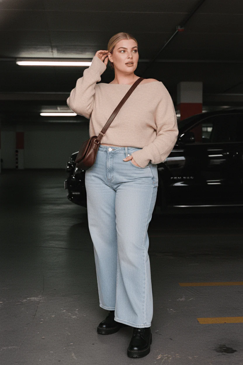 Denim Wide Leg Jeans Stretch