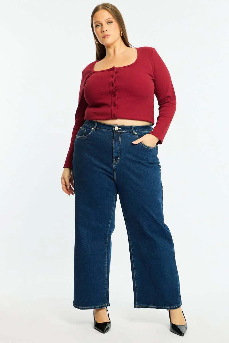 Denim Wide Leg Jeans Stretch