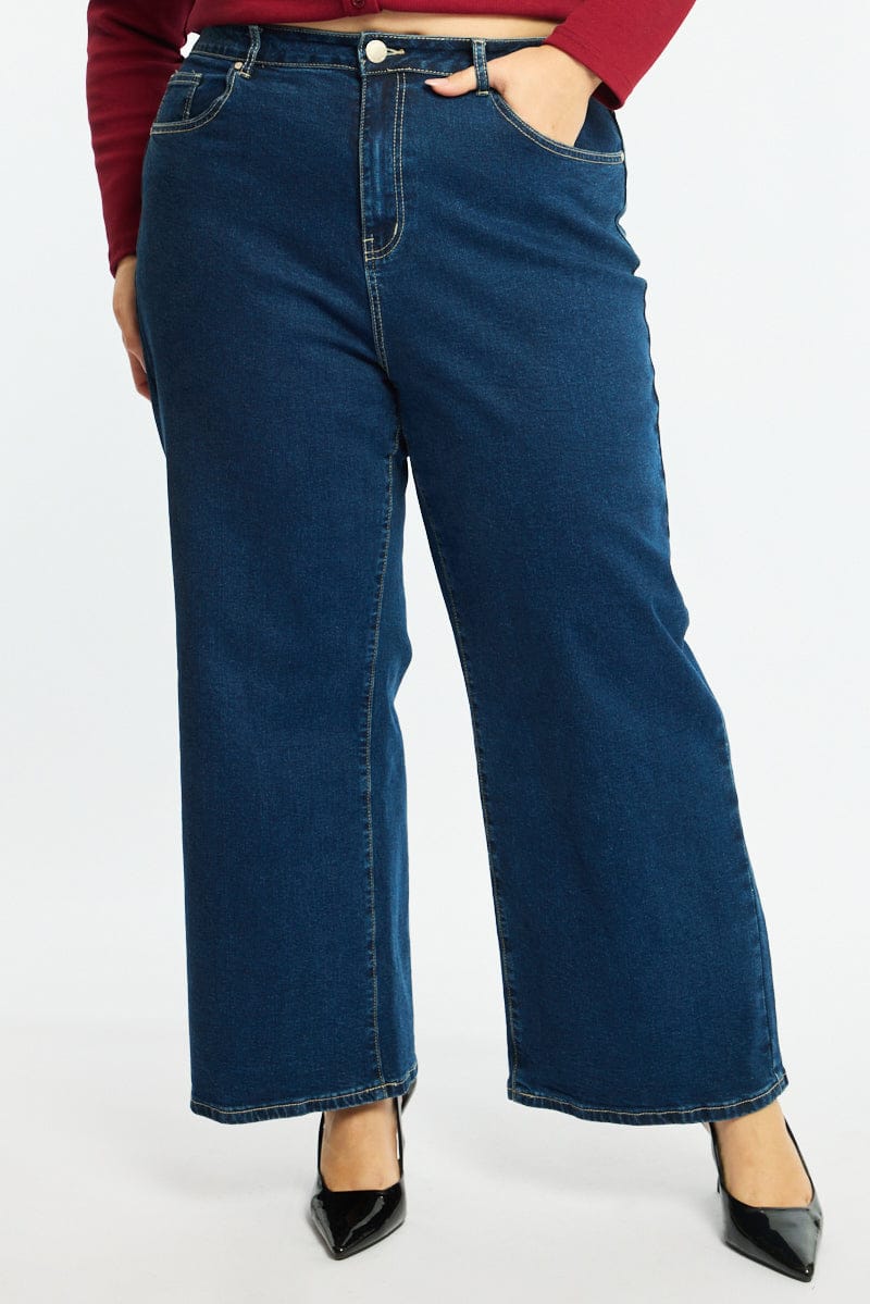 Denim Wide Leg Jeans Stretch - Image 2
