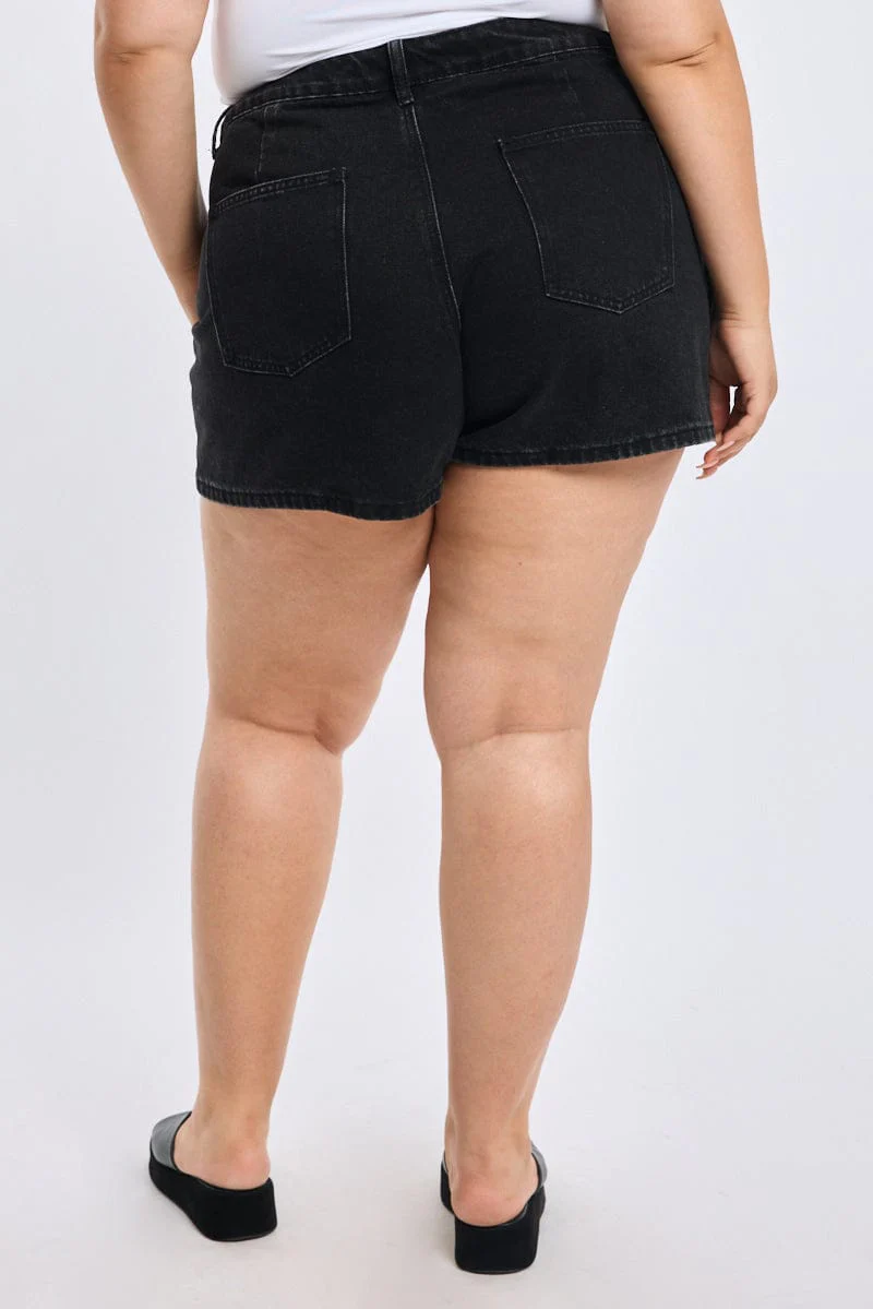 Denim Wrap Mini Skorts High Rise Relaxed Fit - Image 4
