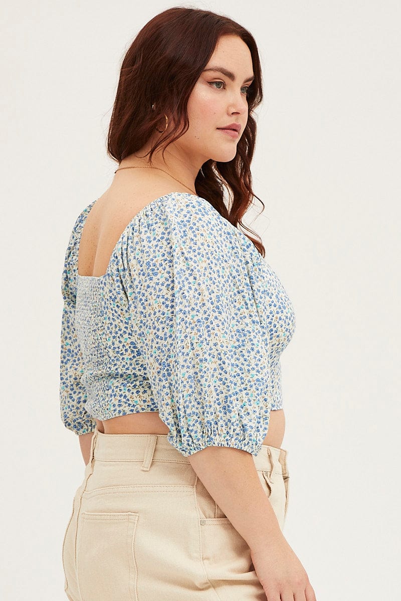 Ditsy Print Crop Top Short Sleeve - Image 4