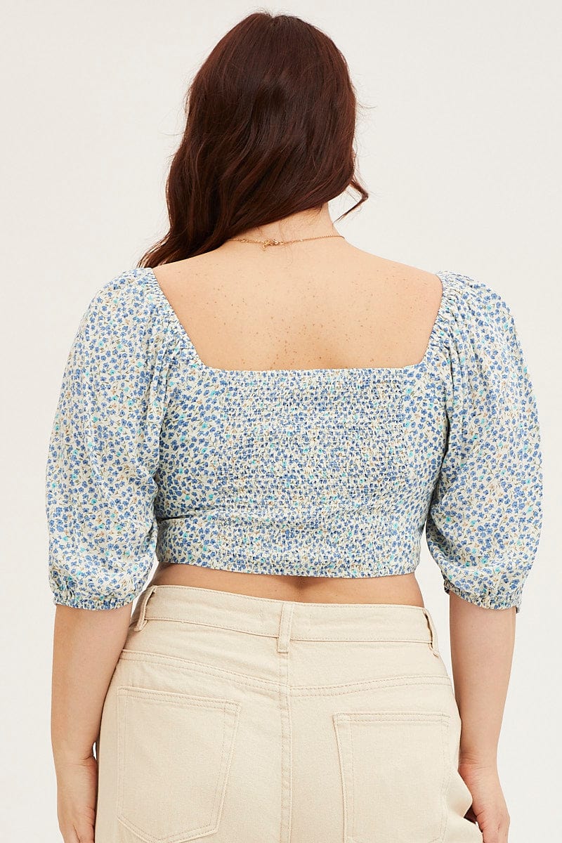 Ditsy Print Crop Top Short Sleeve - Image 5