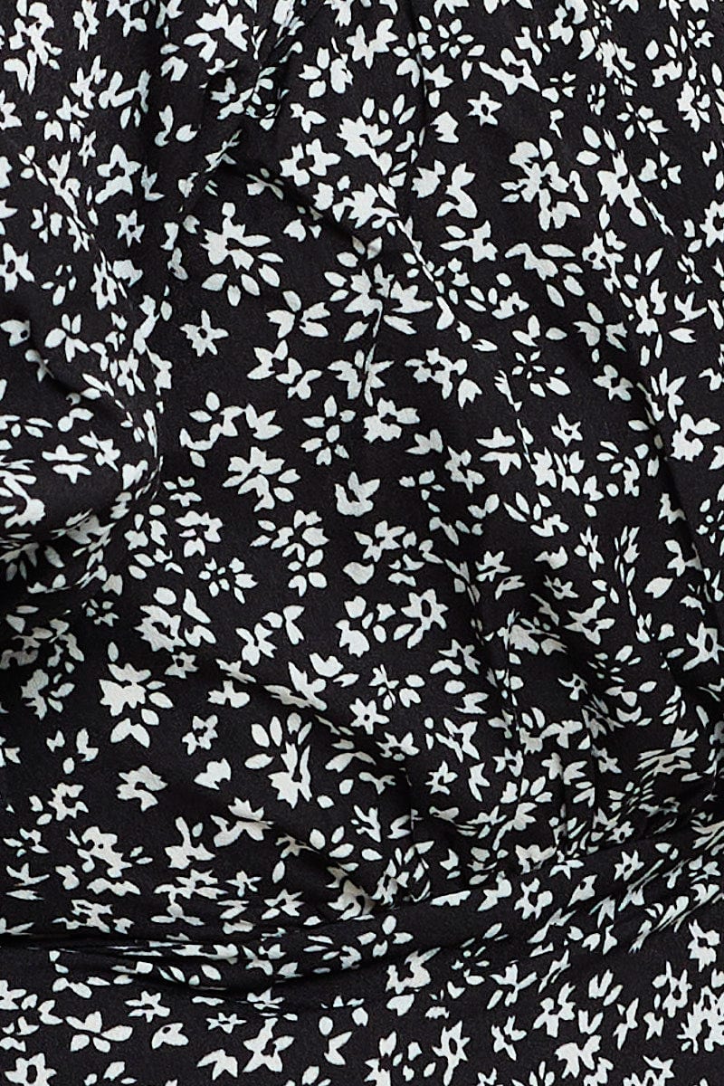 Ditsy Print Crop Top Short Sleeve Shirred Back - Image 6