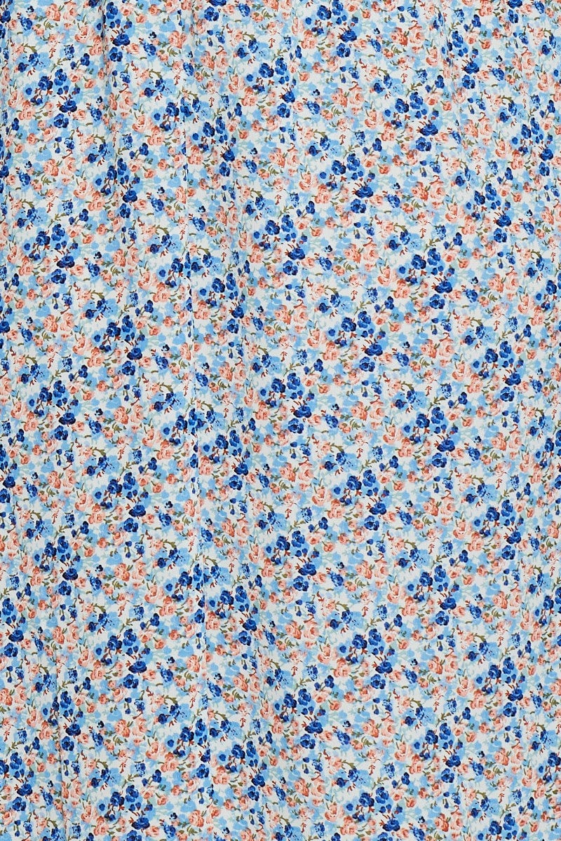 Ditsy Print Midi Dress Scoop Neck Sleeveless - Image 6