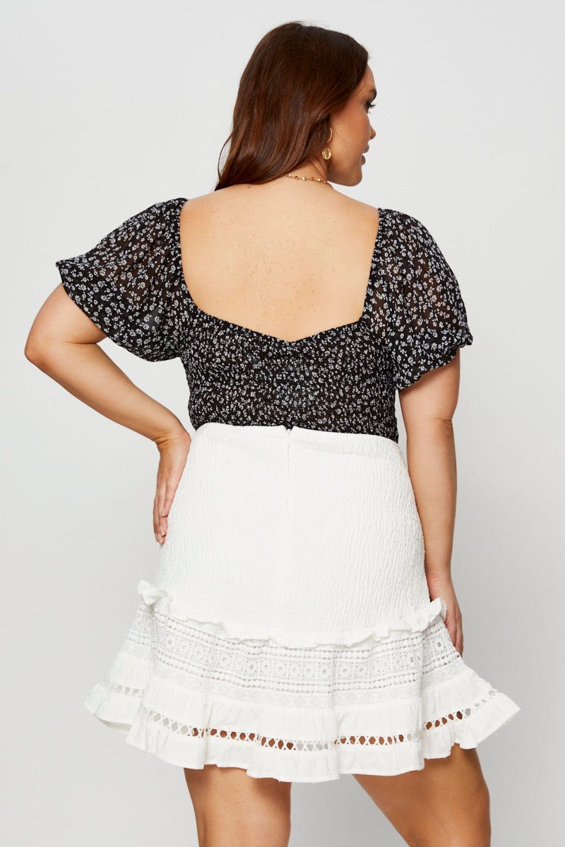 Ditsy Print Ruched Bodysuit Short Sleeve - Image 5