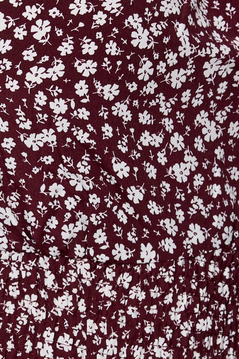 Ditsy Print Shirred Bodysuit Short Sleeve - Image 6