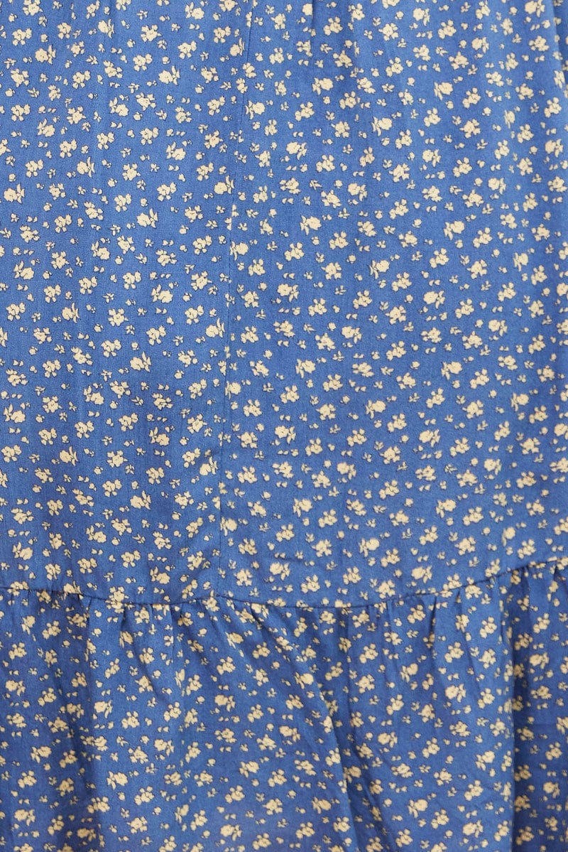 Ditsy Print Skater Dress V-neck Long Sleeve - Image 6