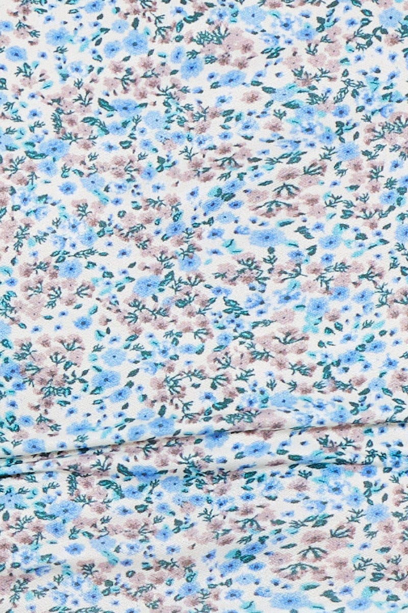 Ditsy Print Tie-front Top Short Sleeve Round Neck - Image 6