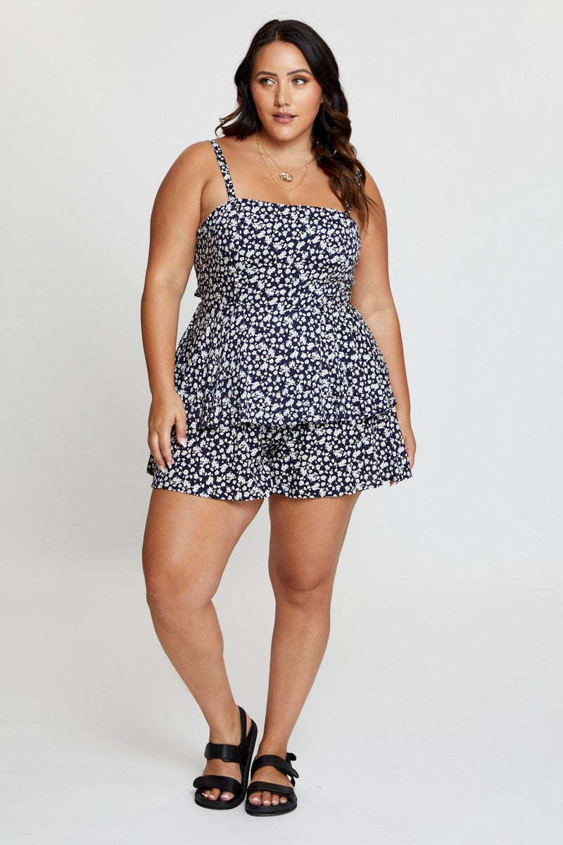 Ditsy Print Tie Playsuit Square Neck - Image 3