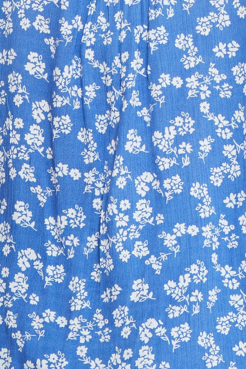 Ditsy Print V-neck Top Short Sleeve Button Front - Image 6