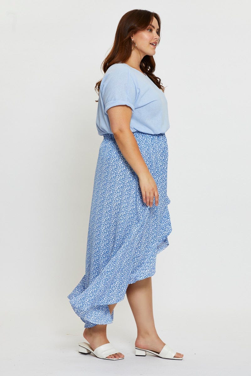 Ditsy Print Wrap Skirt Midi High Waist - Image 4