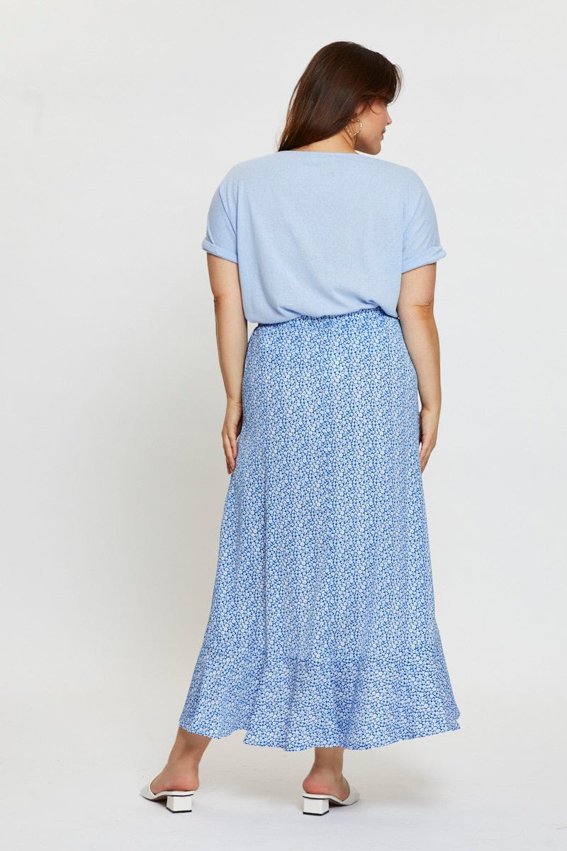 Ditsy Print Wrap Skirt Midi High Waist - Image 5