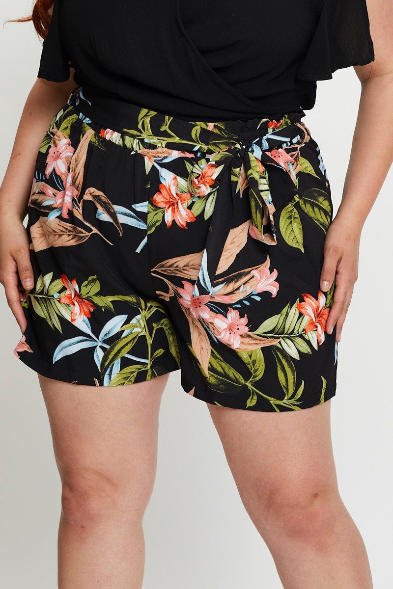 Floral Print Belted Shorts High Rise - Image 2