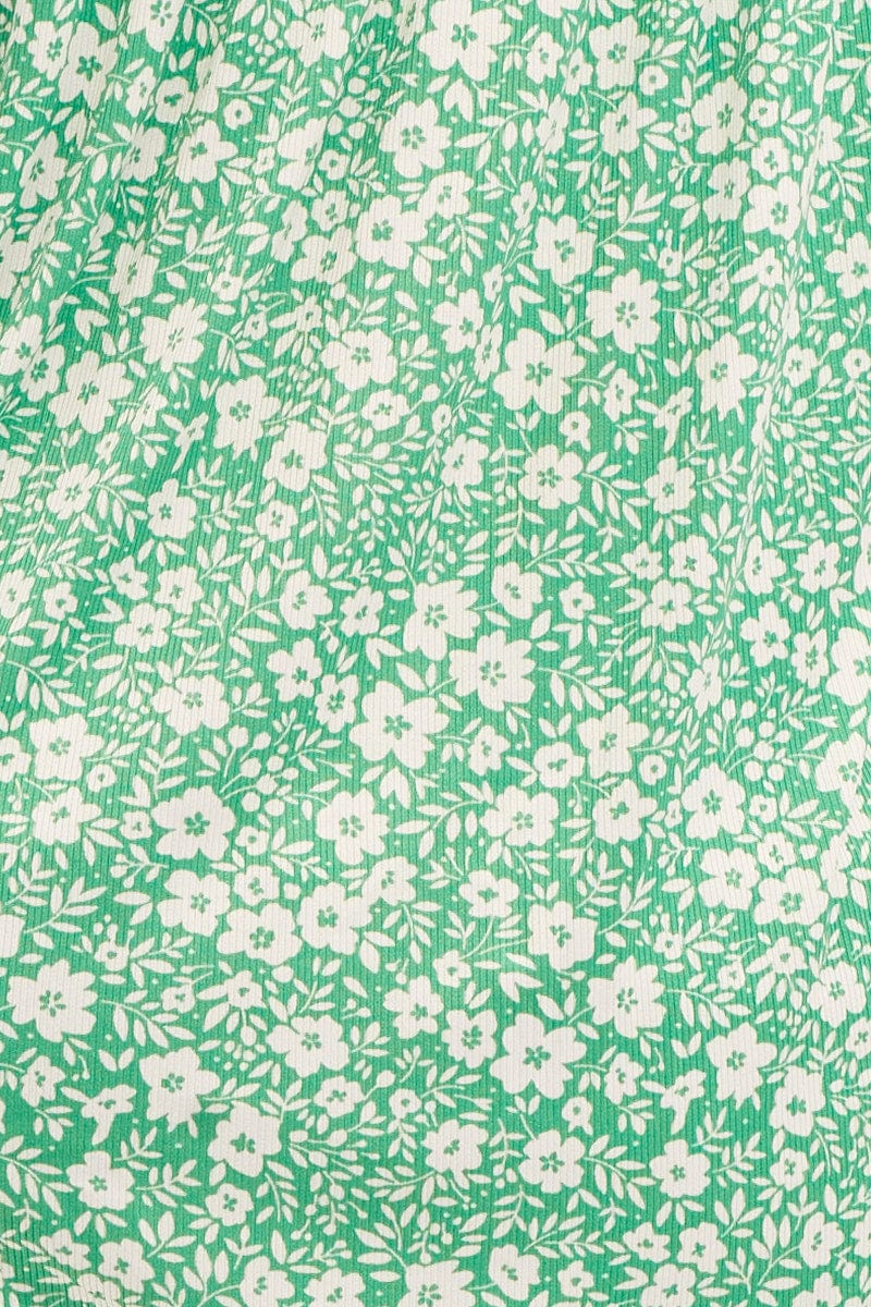 Floral Print Crew Neck Short Sleeve Ruffle Detail Top - Image 6