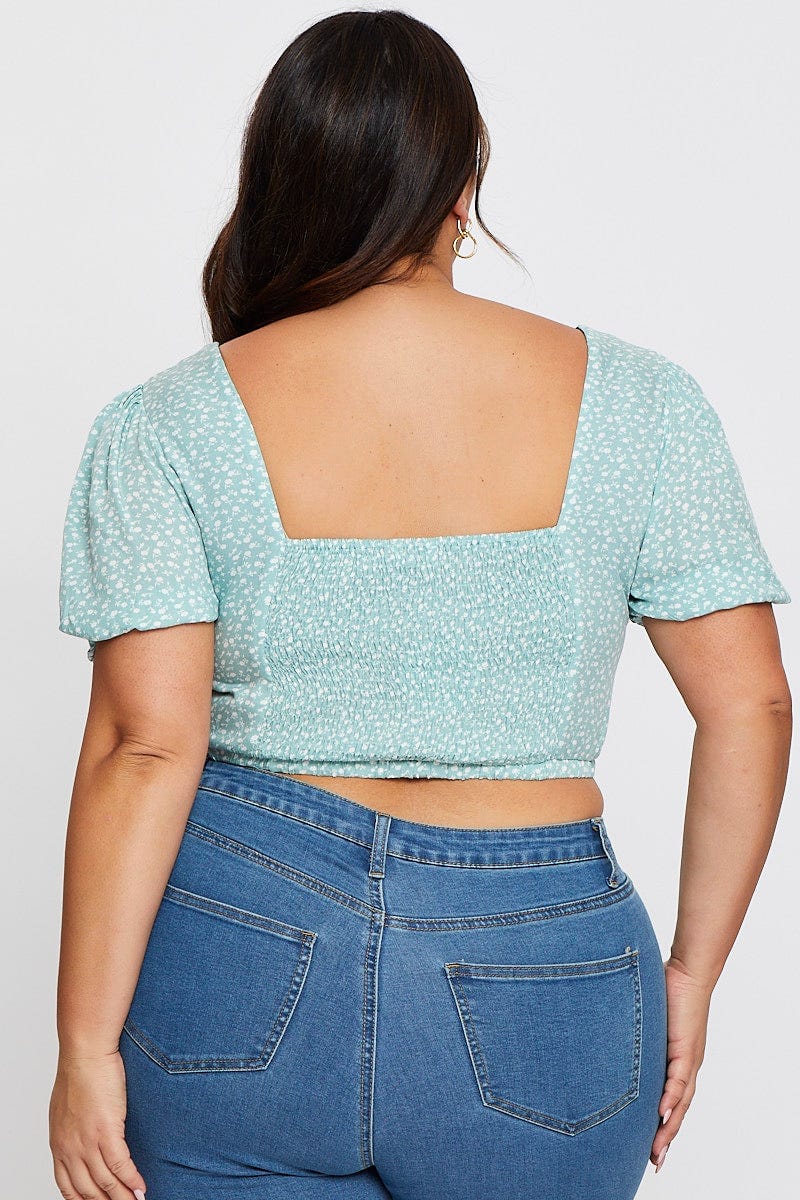 Floral Print Crop Top Short Sleeve - Image 5