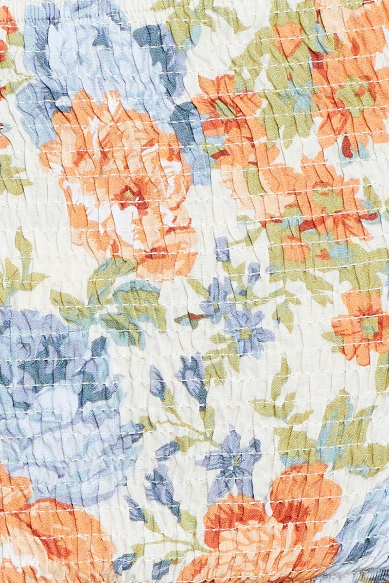 Floral Print Crop Top Short Sleeve Tie Front - Image 6