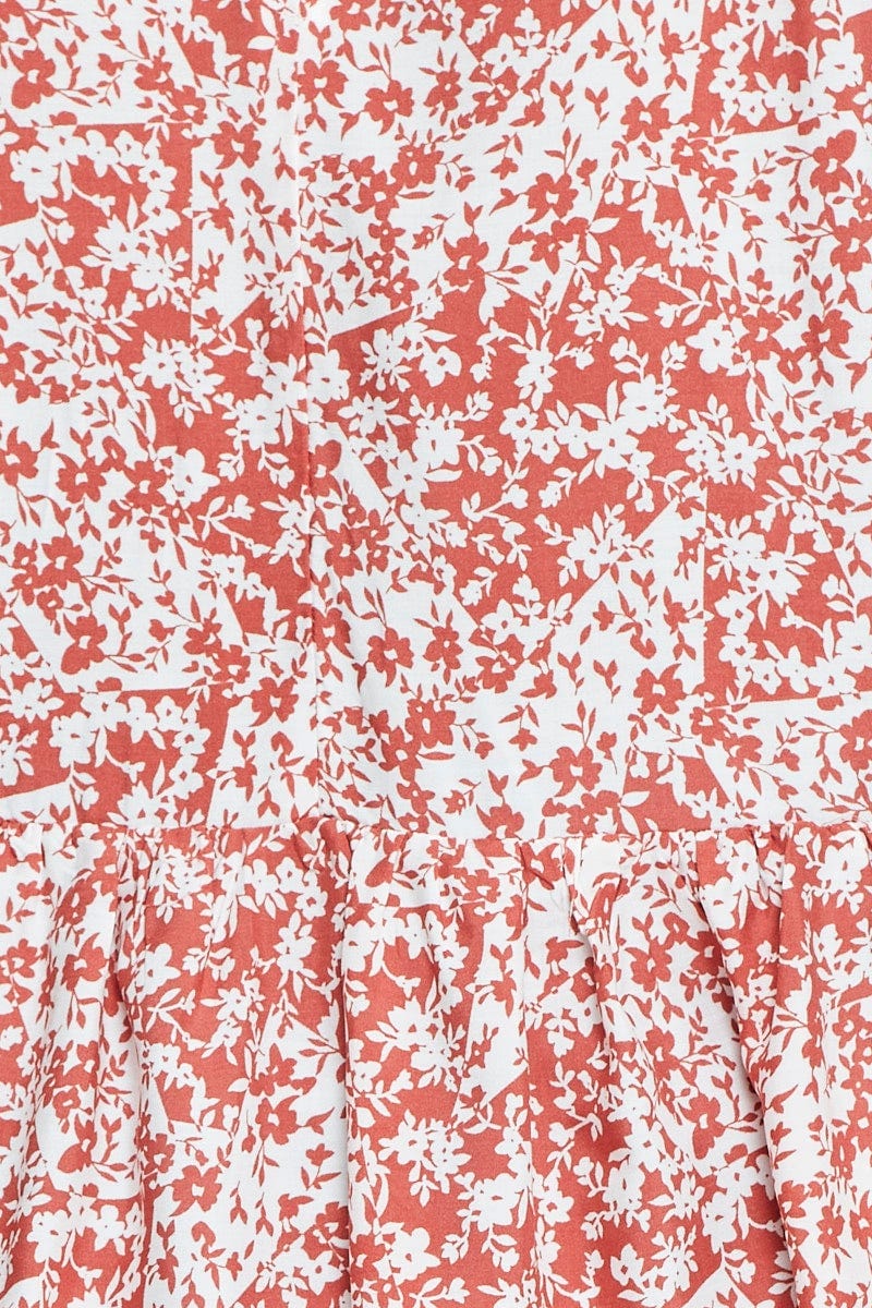 Floral Print Frill Top Short Sleeve - Image 6