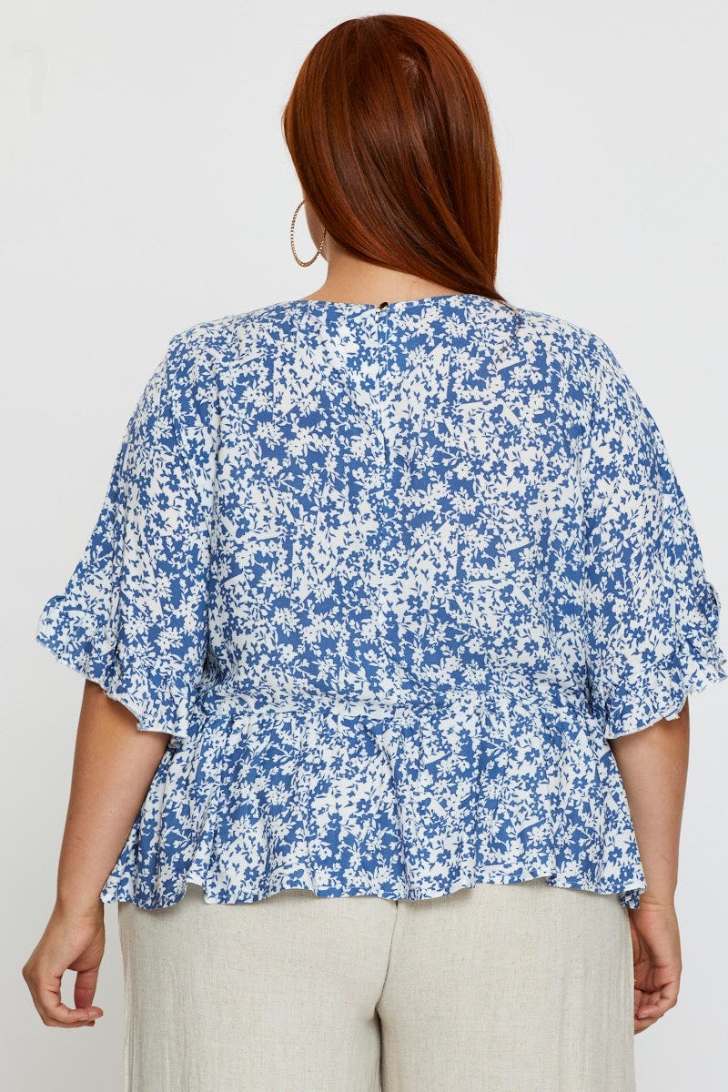 Floral Print Frill Top Short Sleeve - Image 5
