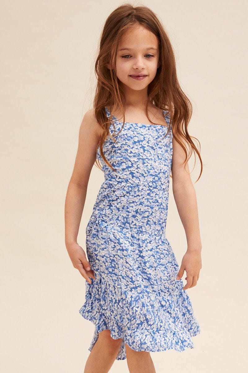 Floral Print Maxi Dress Kids Sleeveless - Image 3