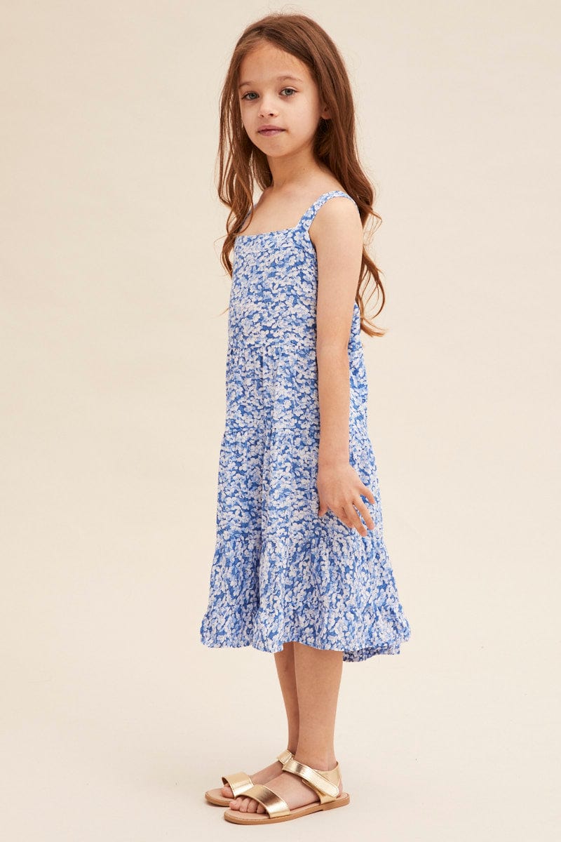 Floral Print Maxi Dress Kids Sleeveless - Image 4