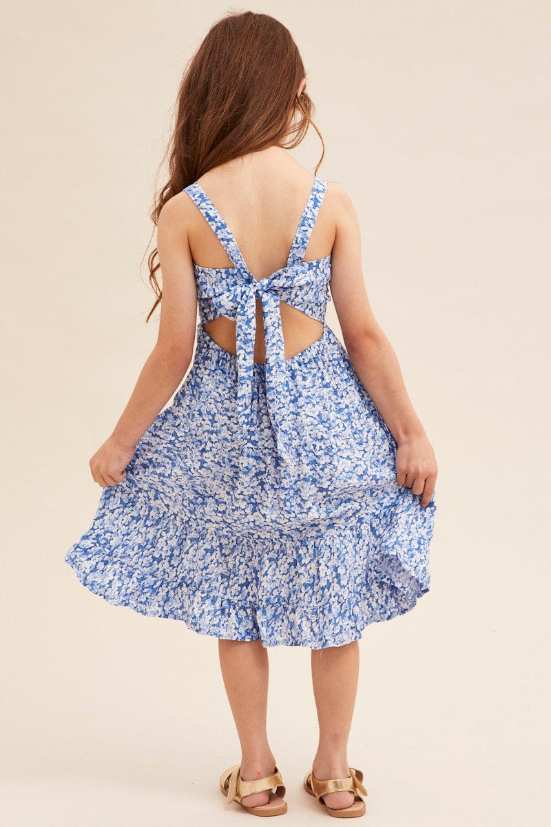 Floral Print Maxi Dress Kids Sleeveless - Image 5