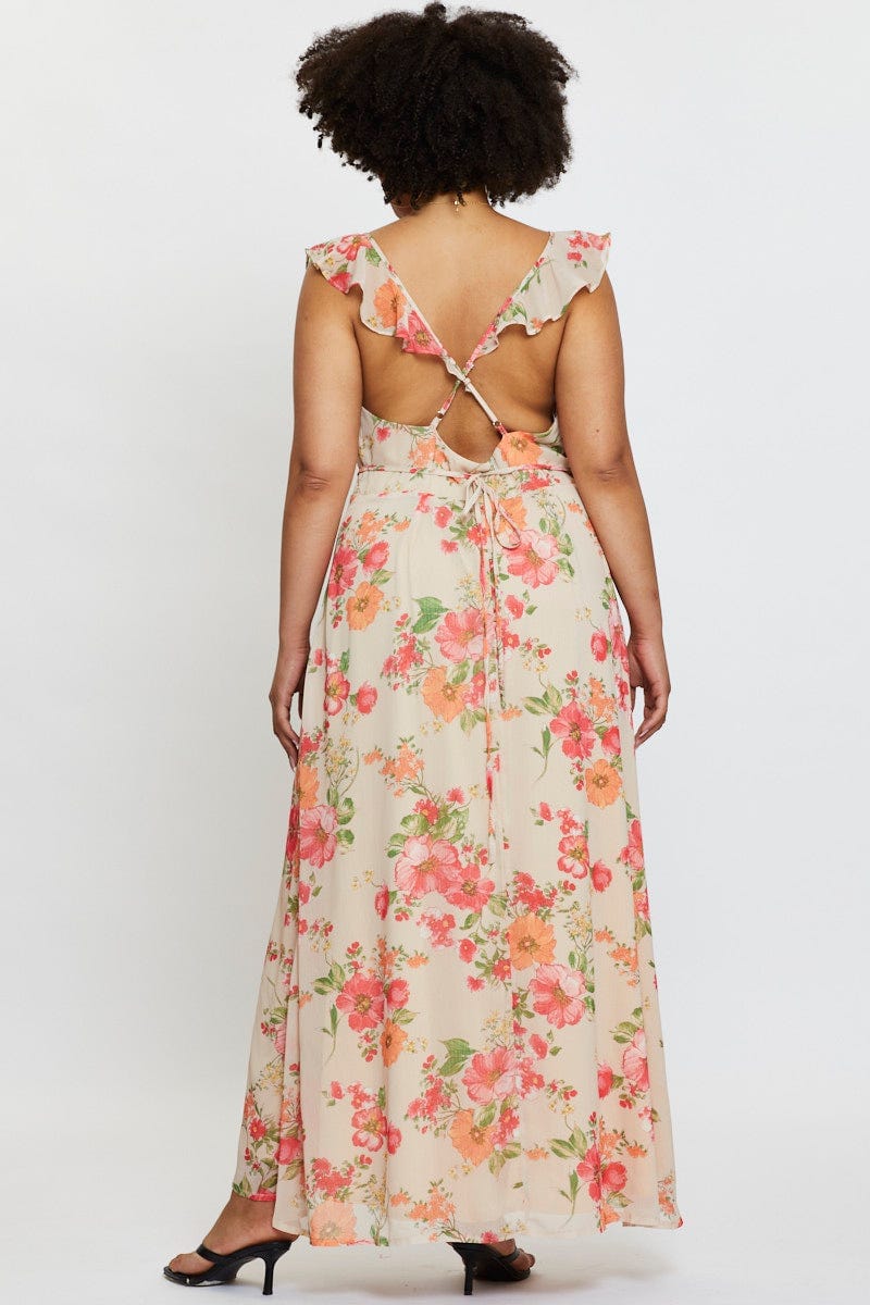 Floral Print Maxi Dress V-neck Sleeveless - Image 5