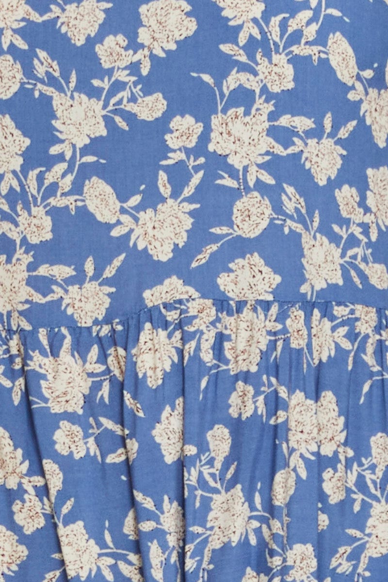 Floral Print Midi Dress Square Neck Sleeveless - Image 6