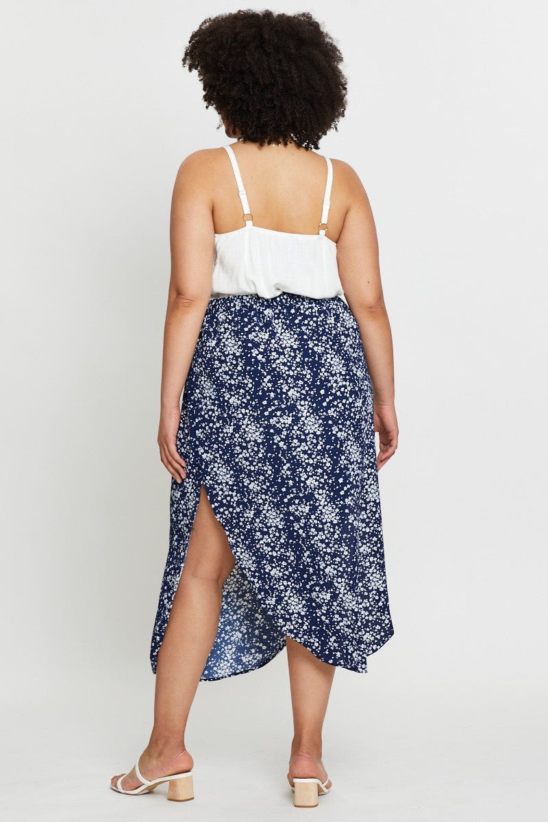 Floral Print Midi Skirt Elastic Waist - Image 5
