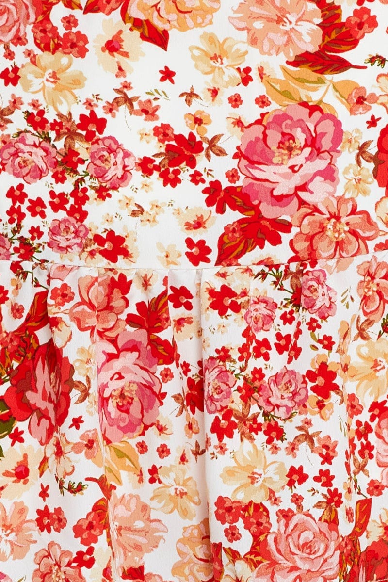Floral Print Mini Skater Skirt Elastic Waist - Image 6