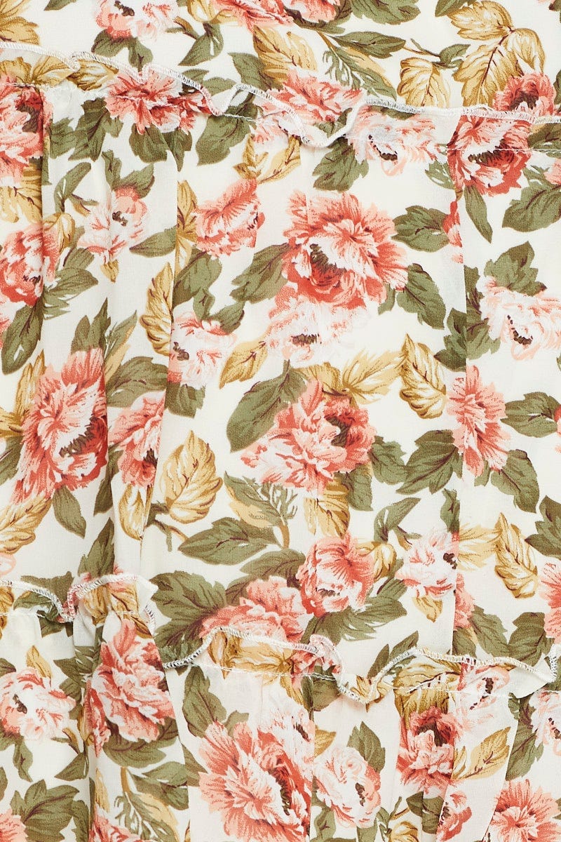 Floral Print Mini Skater Skirt Elastic Waist - Image 6